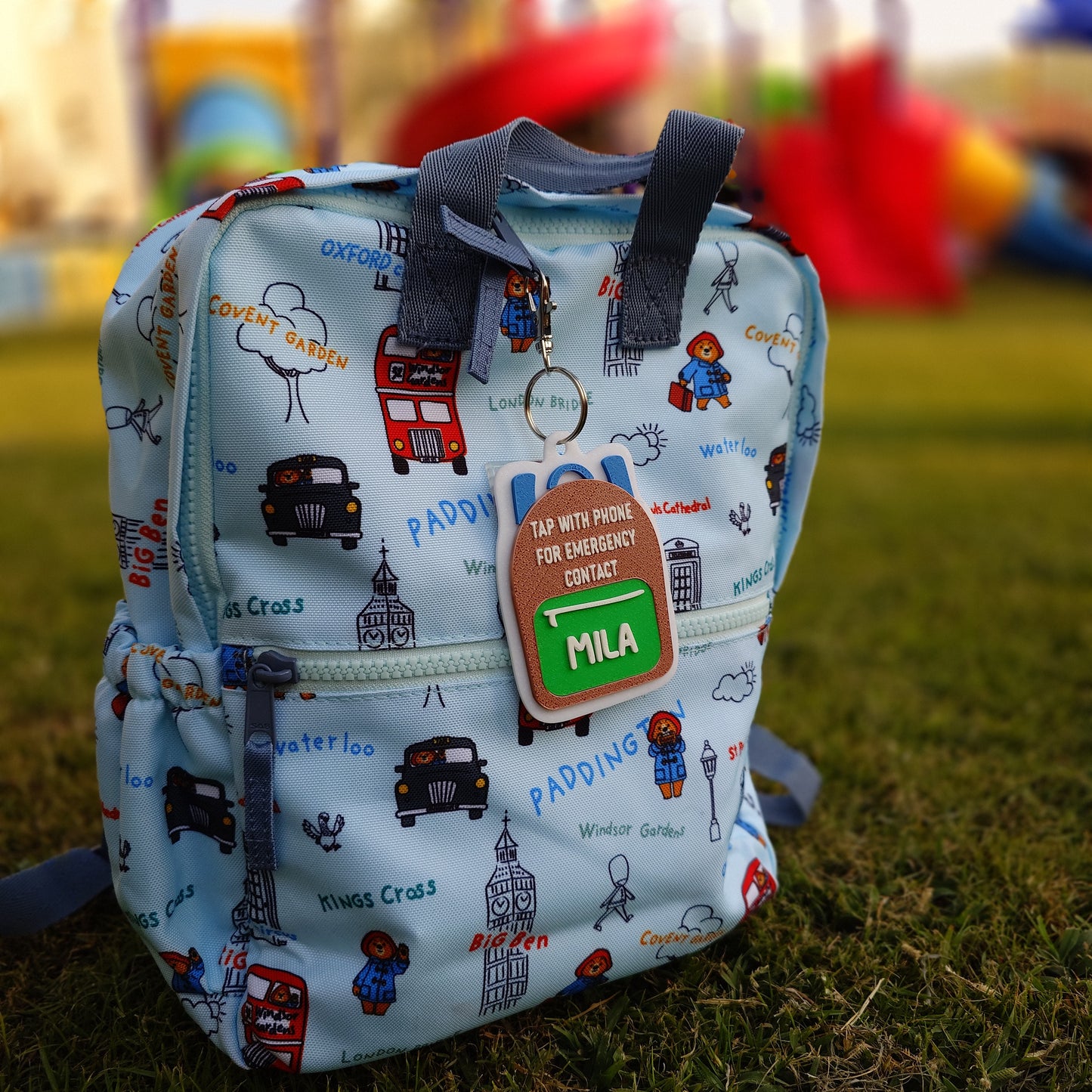 Personalized Emergency Contact Backpack Tag | NFC Backpack tag, School Name Tag