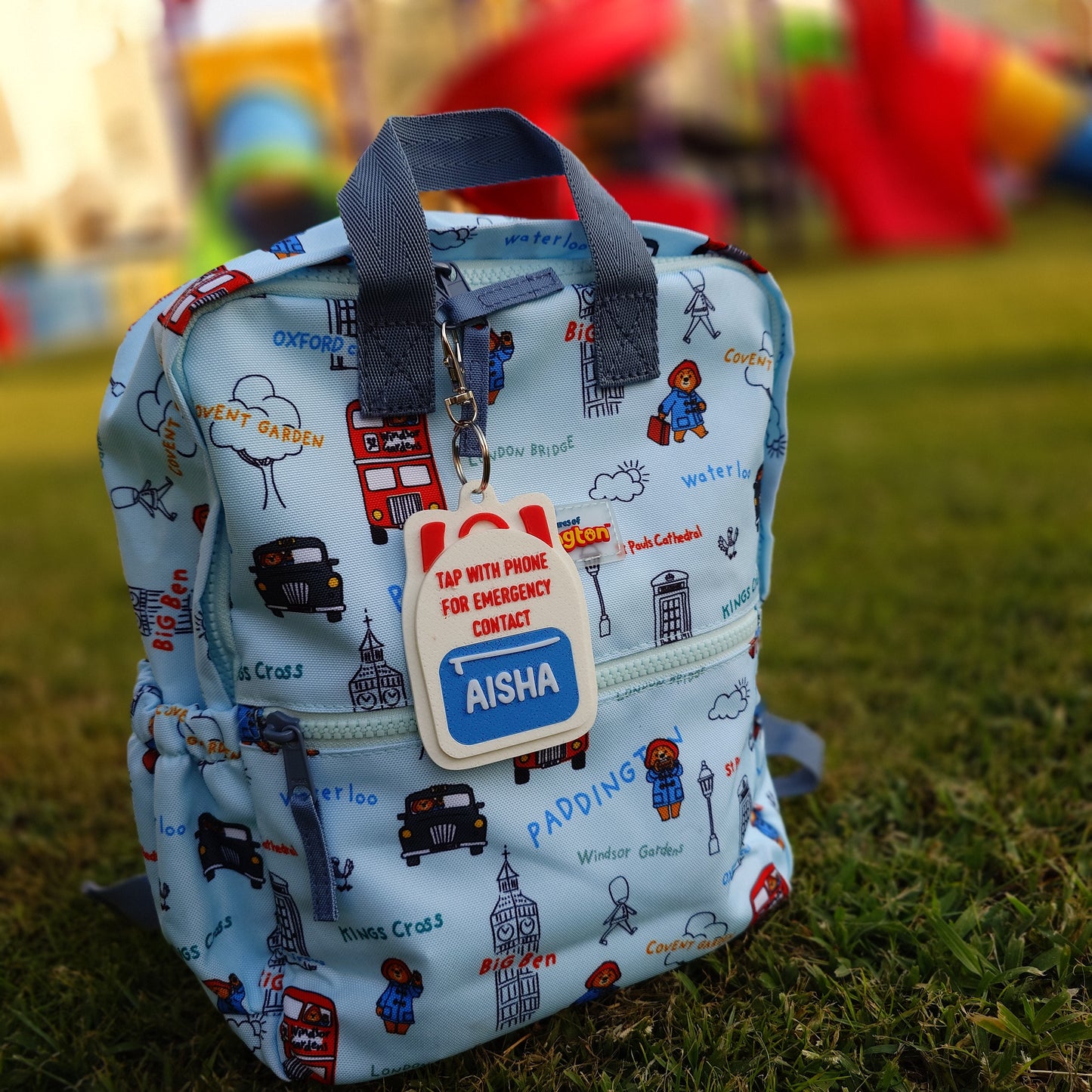 Personalized Emergency Contact Backpack Tag | NFC Backpack tag, School Name Tag