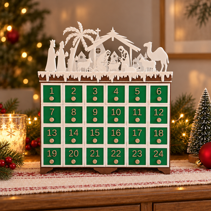 LAB16-CORRECT Wood_Body_Green_Drawers_Nativity_Front